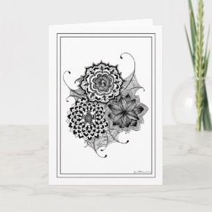 Black and White Flowers Greeting Card