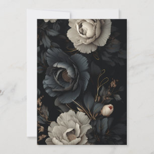 Black and White Flowers Holiday Card