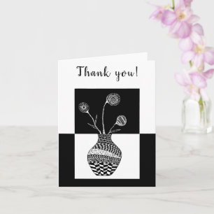 Black and White Flowers in a Vase Greeting Card
