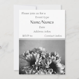 Black And White Flowers Invitation Template