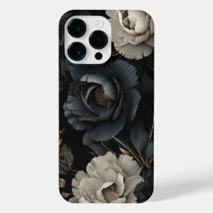 Black and White Flowers iPhone 14 Pro Max Case