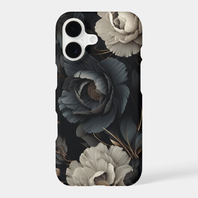Black and White Flowers iPhone Case (Back)