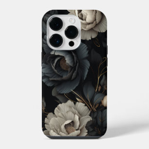Black and White Flowers iPhone 14 Pro Case