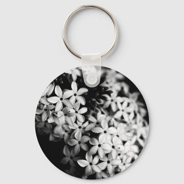 black and white flowers key ring (Front)