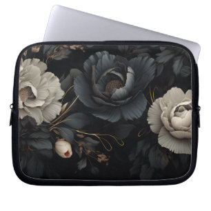 Black and White Flowers Laptop Sleeve