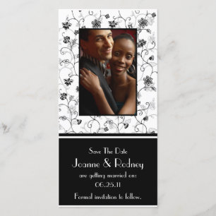 Black and White Flowers Photo Save The Date