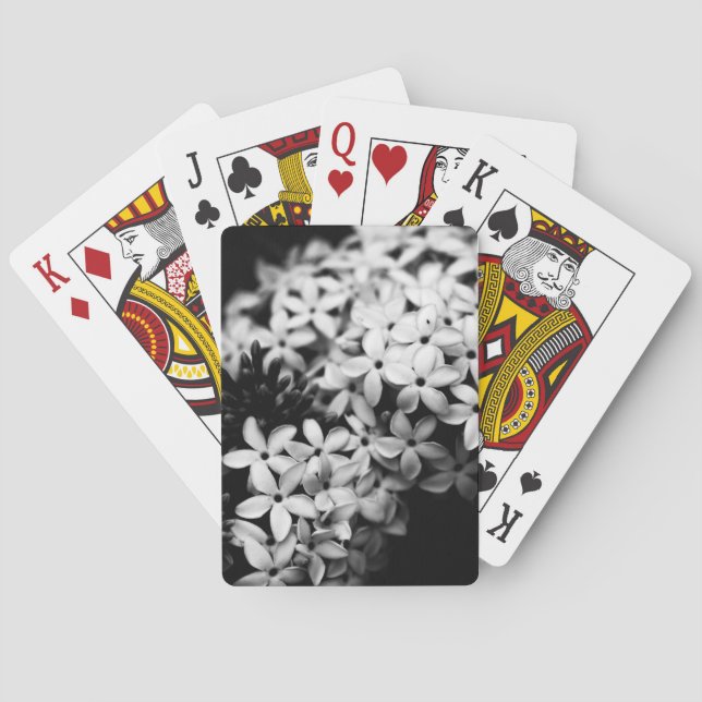 Black and White Flowers Playing Cards (Back)