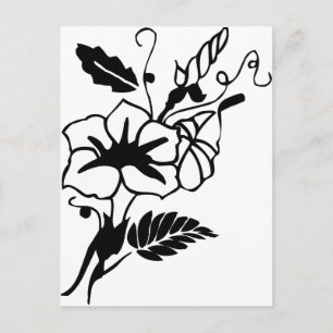 Black and White Flowers Postcard