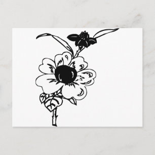 Black and White Flowers Postcard