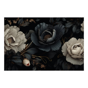 Black and White Flowers Poster
