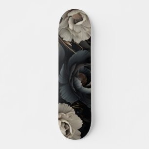 Black and White Flowers Skateboard