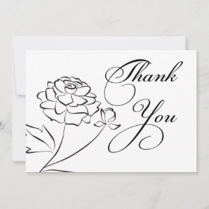 Black and White flowers Thank You Card