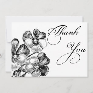 Black and White flowers Thank You Card