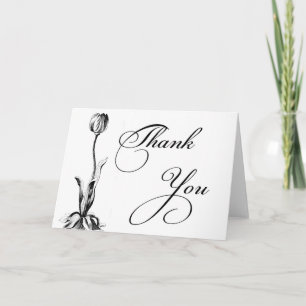 Black and White flowers Thank You Card