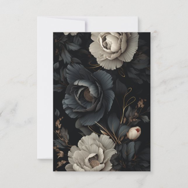 Black and White Flowers Thank You Card (Front)