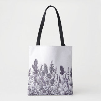 Black and White Flowers Tote Bag