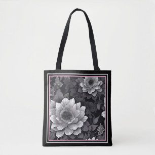 Black and White Flowers Tote Bag