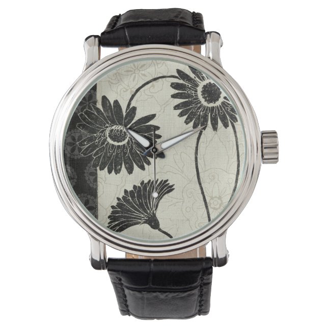 Black and White Flowers Watch (Front)