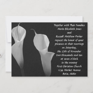 Black and White Flowers Wedding Invitation