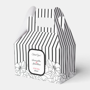 Black and White Flowers with Stripes Favour Box