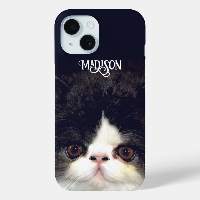 Black and white fluffy kitten cat Case-Mate iPhone case (Back)
