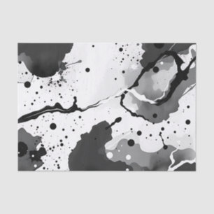 Black and White Fluid Ink Patterns with Splatters Tissue Paper