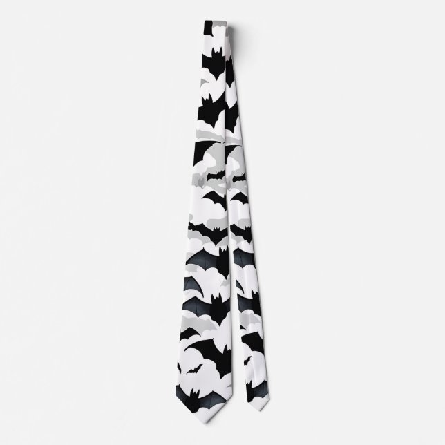 Black and white flying Bats Tie (Front)