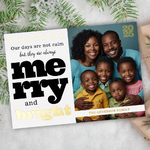 Black and White Foil Funny Merry and Bright