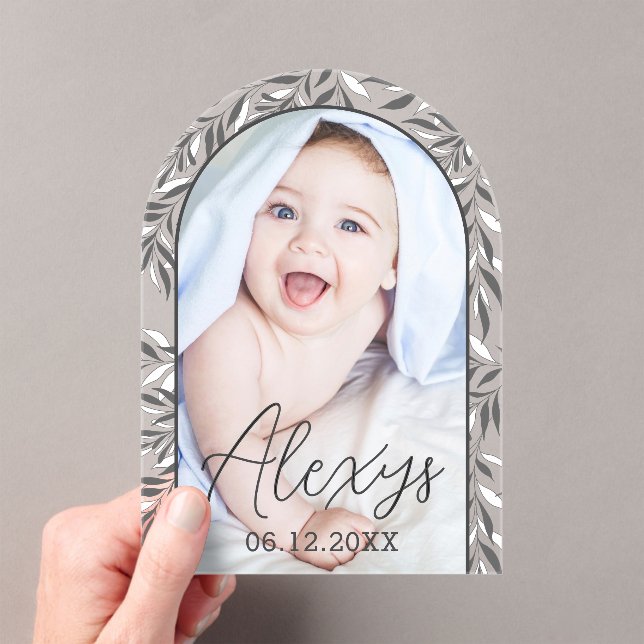   Black And White Foliage Photo Birth Announcement (Insitu (Handheld))