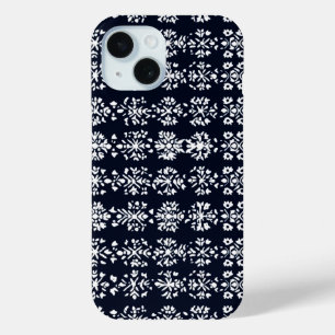 Black and White Folk Pattern iPhone 15 Case