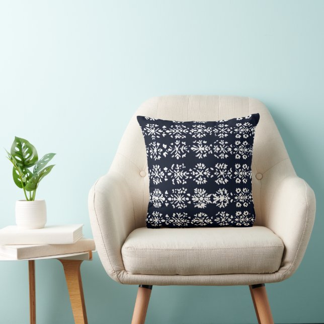 Black and White Folk Pattern Cushion (Chair)
