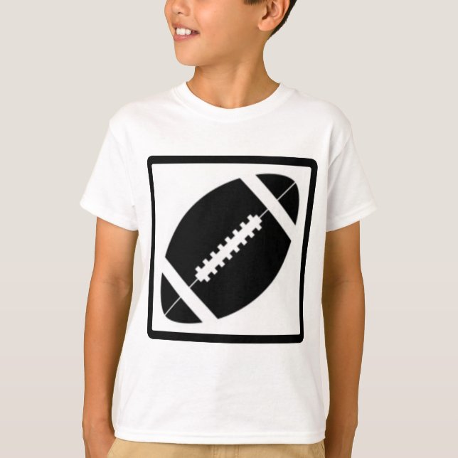 Black and White Football Icon Silhouette T-Shirt (Front)