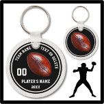 Black and White Football Keychains, Personalized Key Ring<br><div class="desc">Black and White Football Keychains, Personalized with Your TEXT and Football Team COLORS. You, or Designers Rod and Linda: 239-949-9090 can CHANGE the Black and White Football Keychain background and text Colors. Cheap football gifts for players at your end of football season party. FREE custom designing service by Your Sports...</div>