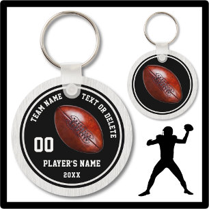 Black and White Football Keychains, Personalized Key Ring
