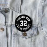 Black and White Football Mum Jersey Number 7.5 Cm Round Badge<br><div class="desc">Cheer on your favourite sports team, football player or just show off your school pride with a custom personalised spirit button! Add your school name or personalise with a player's name and jersey number. Perfect for football, basketball, baseball and soccer games! Create custom pins for the whole team, cheerleaders, parents...</div>