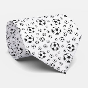 Black and White Football Soccer Ball Pattern Tie