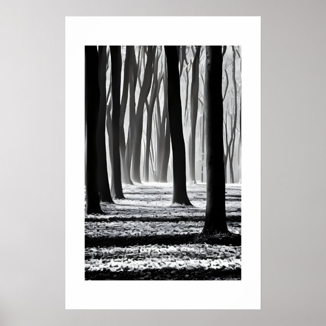 Black and white, forest motif creation. poster (Front)