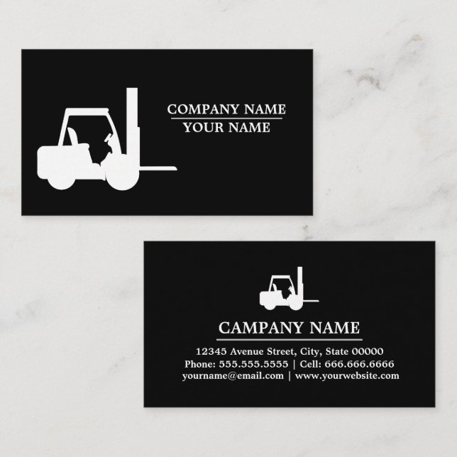 black and white Forklift, Logisitcs - Professional Business Card (Front/Back)