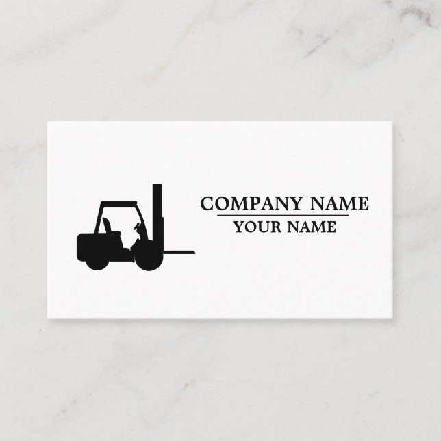 black and white Forklift, Logisitcs - Professional Business Card (Front)