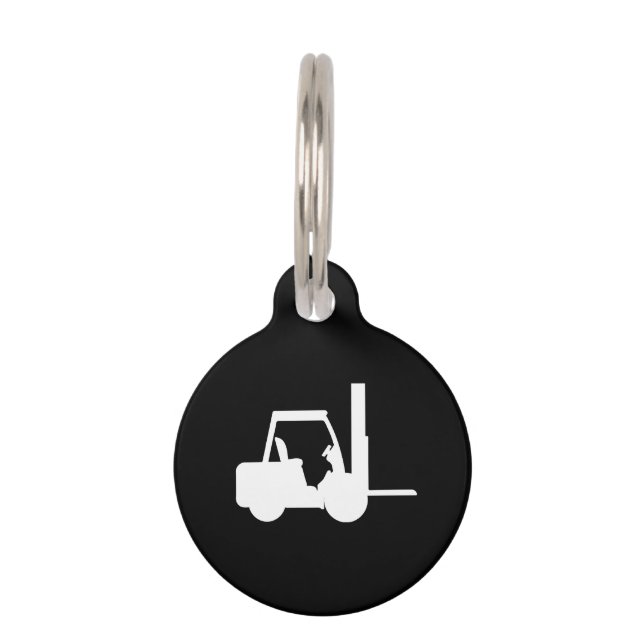 black and white  Forklift Pet Tag (Front)