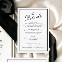 Black and White Formal Classic Wedding Details
