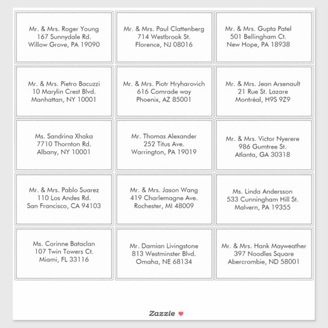 Black and White Formal Guest Address Label (Sheet)