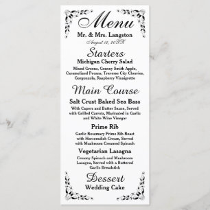 Black and White Formal Reception Menu