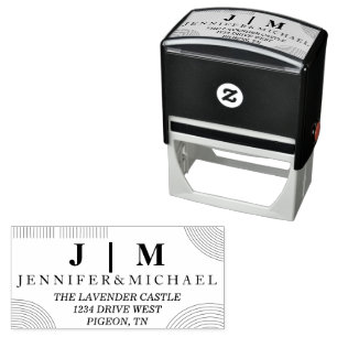 Black and White Formal Simple Wedding Suite Geo Self-inking Stamp