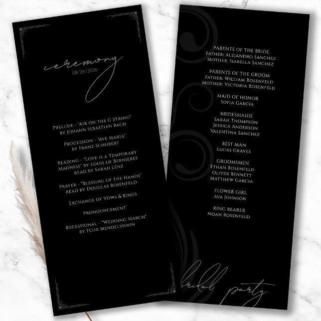 Black and White Formal Vintage Wedding Programme (Creator Uploaded)