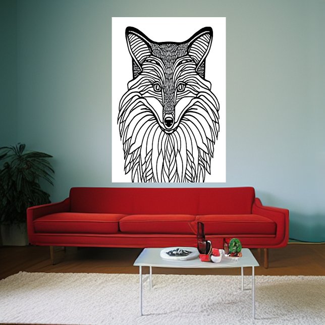 black and white fox  | AI Art Poster (Creator Uploaded)