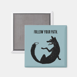 Black and White Fox Tribal Tattoo Symbol Magnet