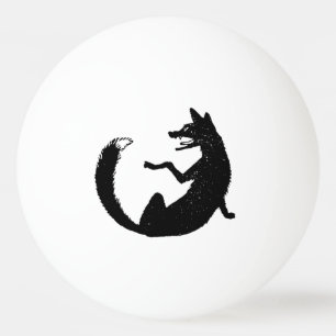 Black and White Fox Tribal Tattoo Symbol Ping Pong Ball