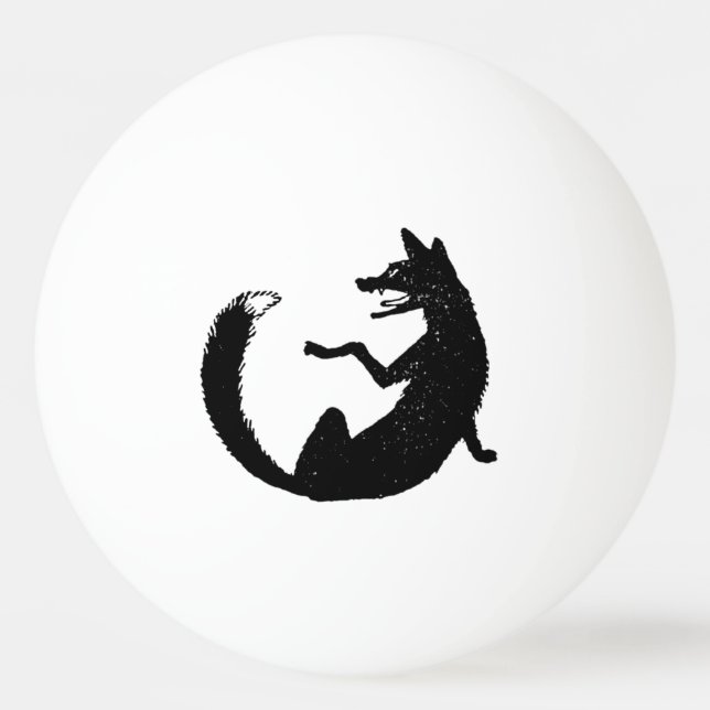 Black and White Fox Tribal Tattoo Symbol Ping Pong Ball (Front)