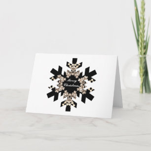 Black and White Fractal Art Snowflakes Holiday Card